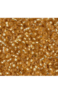 Miyuki rocailles Perlen 11/0 - Matted silver lined dark gold 11-4F
